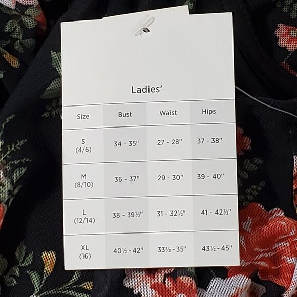 Bobbie Brooks Womens Sz Medium Sleeveless Sheer Yoke Lined Top Black Floral - Picture 4 of 4